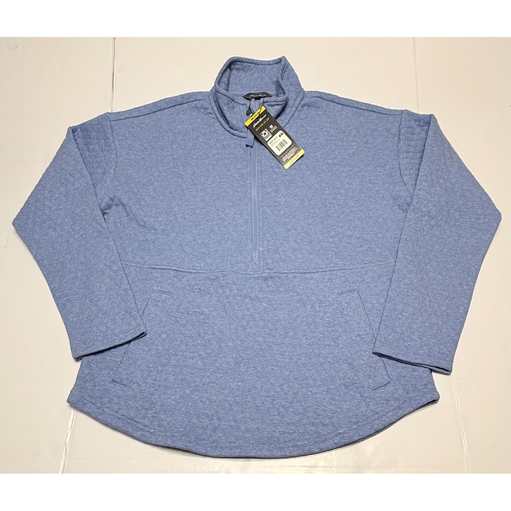 Eddie Bauer Quilted 1/2 Zip Pullover Heathered Colony Blue EB003043 Medium
